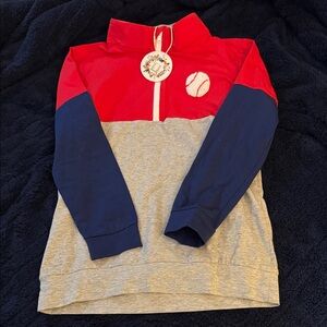 Kids Red and Navy Baseball Quarter-Zip Pullover